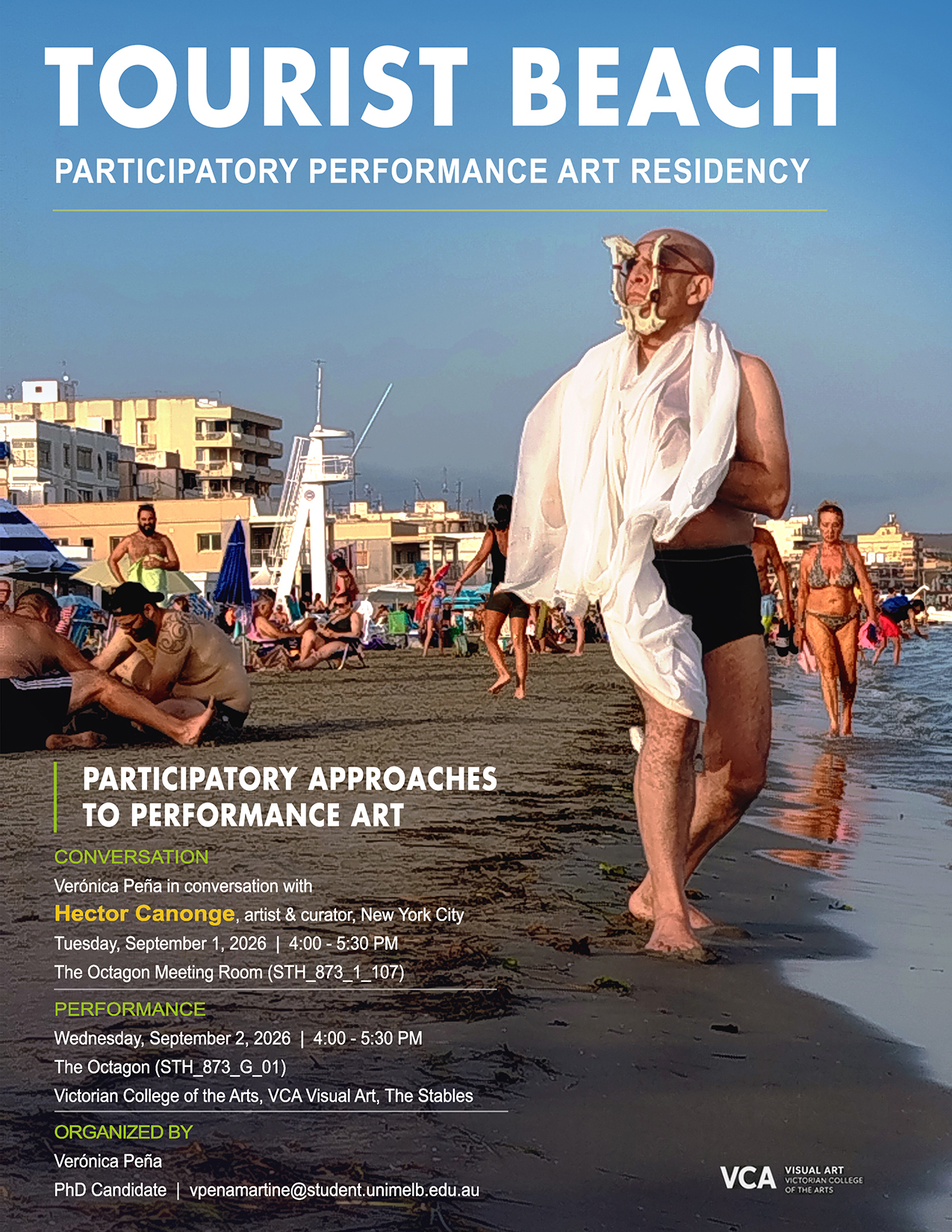 Ver&oacute;nica Pe&ntilde;a participatory performance art artist residency tourist beach vca 2026